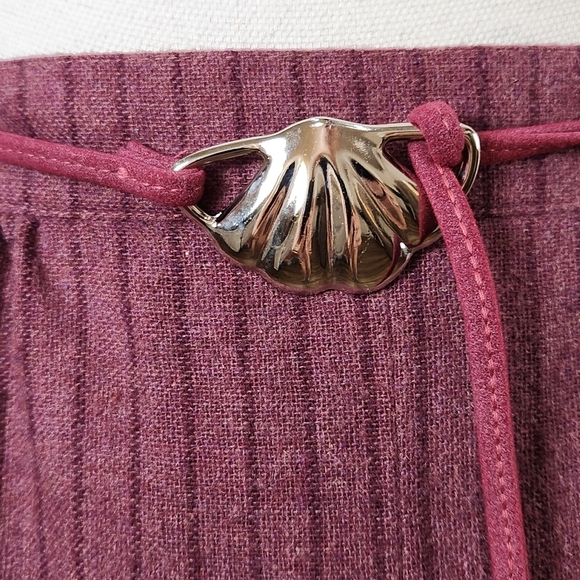 Vintage 1970s 1980s wool blend mauve pink purple stripe high waisted skirt - Picture 3 of 7